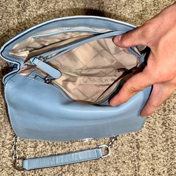 Michael Michael Kors Soho Large Leather Crossbody Bag Baby Blue Women's - Picture 5 of 12